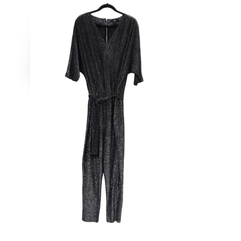 Ellos women metallic gray jumpsuit women 14/16 holiday event lagenlook y2k Goth
